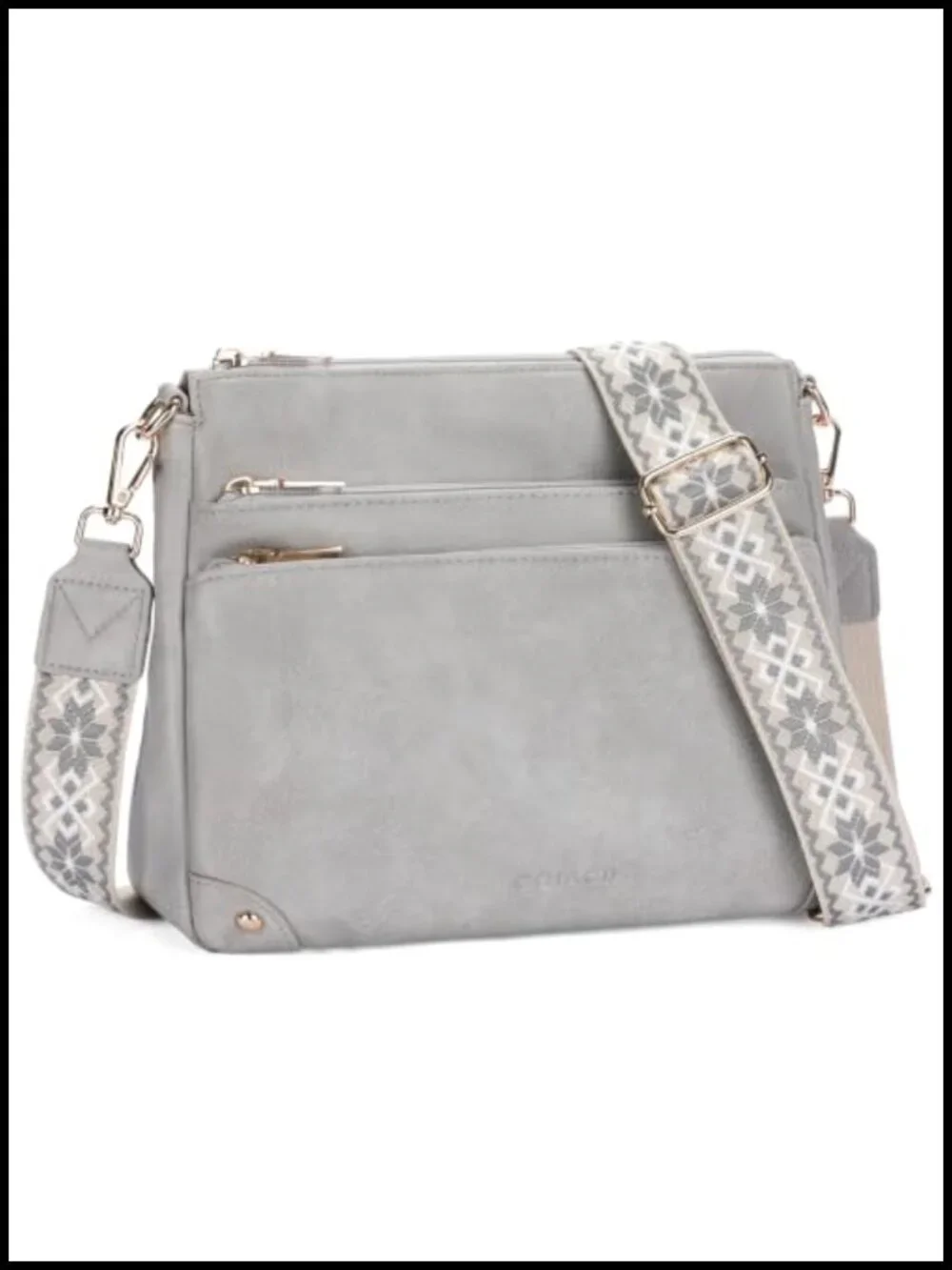 Vegan Leather Crossbody Bag Medium Multi-Pocket Adjustable Strap